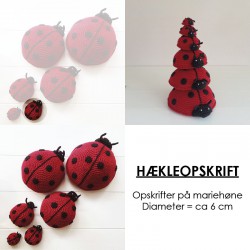 Opskrift på hæklet mariehøne - ca 6 cm i diameter