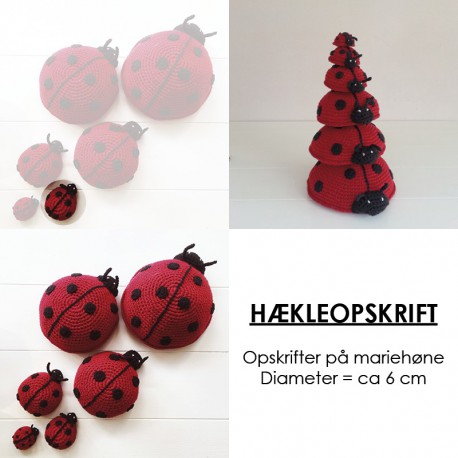 Opskrift på hæklet mariehøne - ca 6 cm i diameter