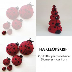 Opskrift på hæklet mariehøne - ca 4 cm i diameter