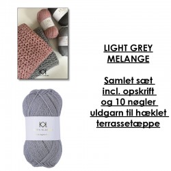 Light Grey Melange - Samlet sæt incl. opskrift og uldgarn til hæklet terrassetæppe