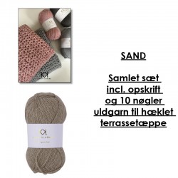 Sand - Samlet sæt incl. opskrift og uldgarn til hæklet terrassetæppe