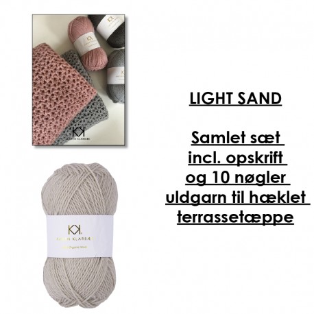 Light Sand - Samlet sæt incl. opskrift og uldgarn til hæklet terrassetæppe