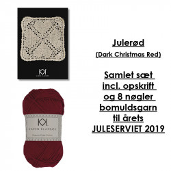 Julerød - Samlet sæt incl. opskrift og 8 nøgler bomuldsgarn