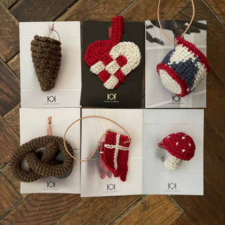 Udendørs julepynt: Sæt med 6 hæklede modeller i Recycled Bottle Yarn
