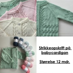 Strikkeopskrift på babycardigan - Størrelse 12 mdr.
