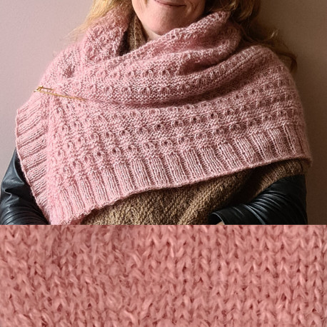 MØRK ROSA: Kit til Strikket sjal - incl. garn og opskrift