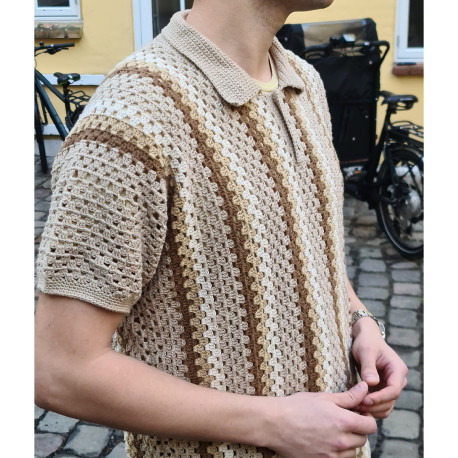 Hæklet Polo-skjorte i 3 VOKSENSTØRRELSER - e-opskrift