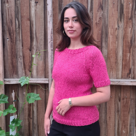 Bluse "SUMMER HAZE" - Strikket i bomuld og mohair - e-opskrift