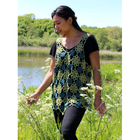 13-13 Stjernesol - hæklet top i Linea hør - e-opskrift