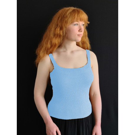 Light Blue - Kit til Sommertop i rib og retriller - Garn og opskrift