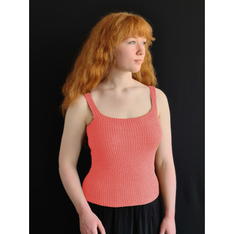 Peach - Kit til Sommertop i rib og retriller - Garn og opskrift
