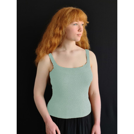 Light Mint - Kit til Sommertop i rib og retriller - Garn og opskrift