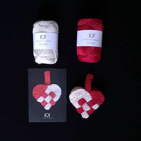 Kit til lille, flettet julehjerte i Recycled Bottle Yarn