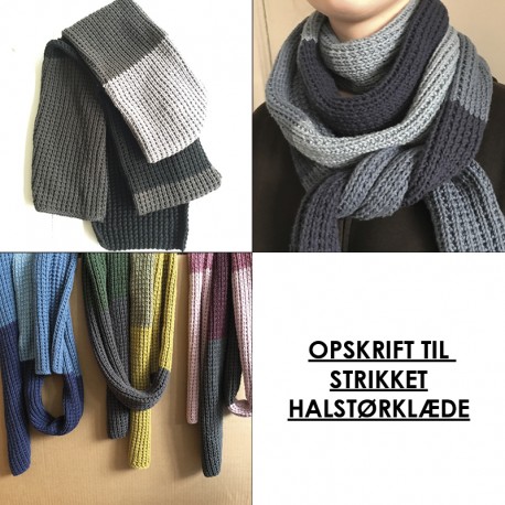 Ryg, ryg, ryg del hul slogan Opskrift på strikket halstørklæde i 8/8-garn