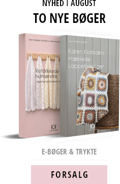 Forsalg på hæklebogen "Karen Klarbæks Hæklede Lappeløsninger" og strikkebogen "Retstrikkede hulmønstre - inspireret at Shetland Lace"